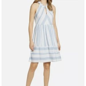 Gibson the Motherchic Women’s Faded Denim Blue Striped Dress SZ 1X